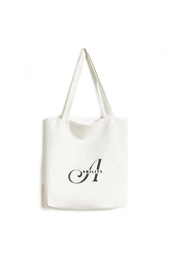 Ability Able Letters Art Deco Fashion Tote Canvas Bag Shopping Satchel Casual Handbag
