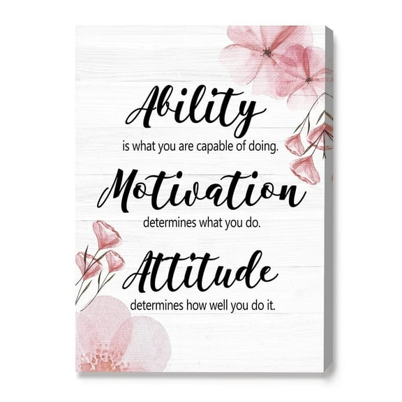 Ability Motivation Attitude Canvas Wall Decor,Office Wall Art for Women,Inspirational Wall Art for Girls Home Office