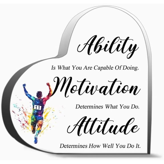 Ability Motivation Attitude Quote Unique Acrylic Heart Shaped Plaque Desk Decorations Present For Christmas Wedding Gifts