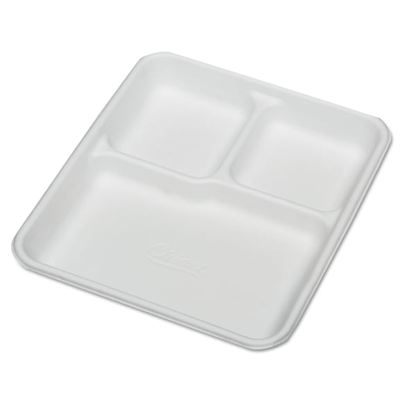 AbilityOne 7350009269233, SKILCRAFT, Rectangular Compartment Plates, White, 10 x 0.88 x 8, 500/Carton