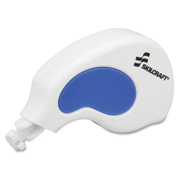 7510013900717, SKILCRAFT Correction Tape, Non-Refillable, 0.2" x 32.81 ft, White Tape, White/Blue Dispenser