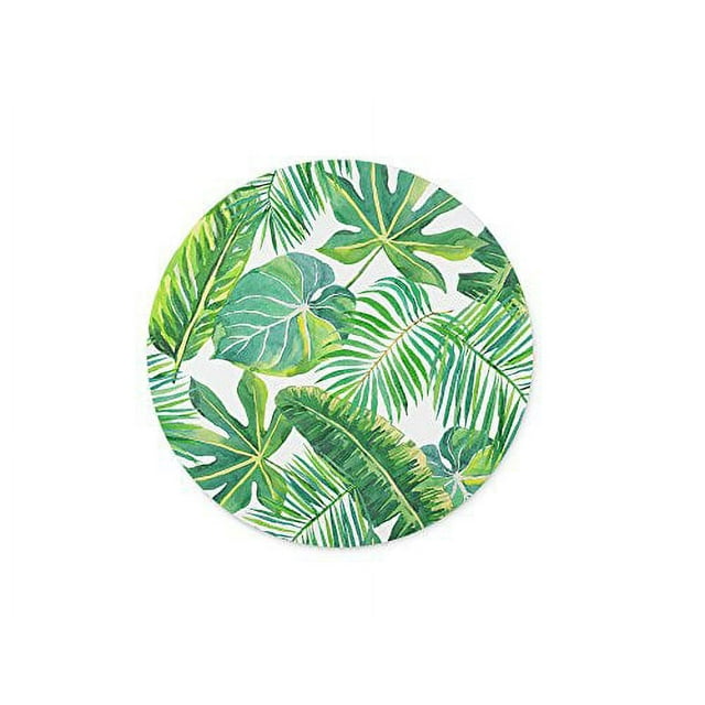 Abin Abin Shuangyi -Green Palm Leaves On The White Background Round Mouse Pad Customized Non Slip Rubber Round Mouse Pad Non Slip Rubber Mouse Pad Gaming Mouse Pad Mouse_Pad