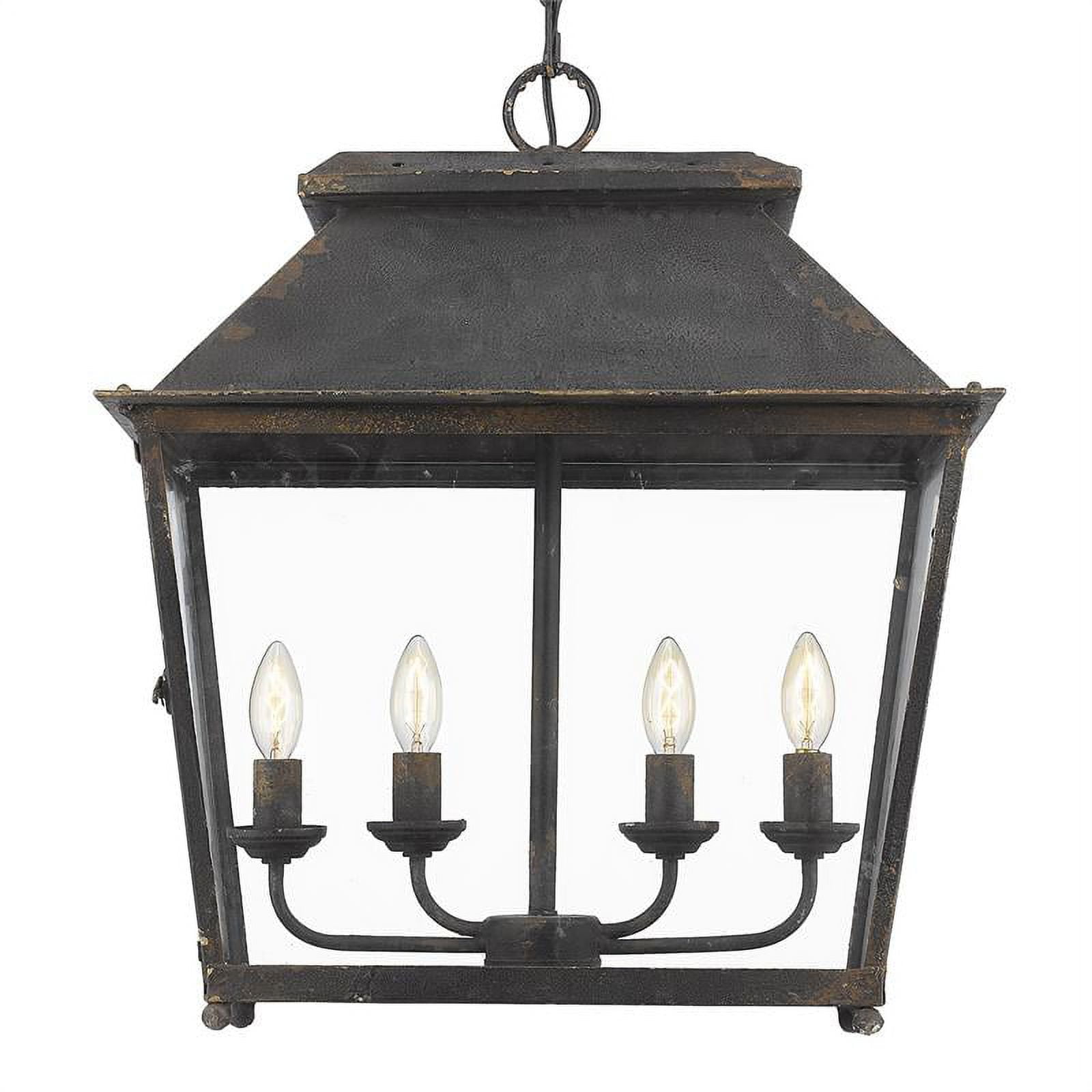 Abingdon Cozy Lantern-Style 4-Light LED Pendant in Antique Black Iron