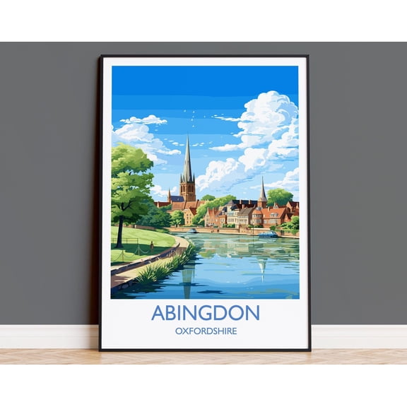 Abingdon Print, Travel Poster of Abingdon, Abingdon Art Lovers Gift, Oxfordshire, English Countryside Wall Art Print, 24x36 UNFRAMED