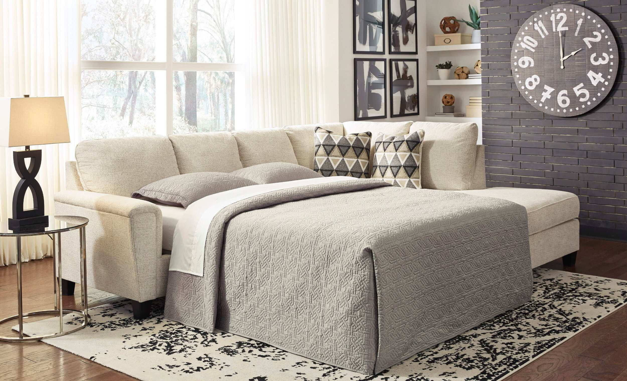 Beige Memory Foam Two-Piece Sectional Sofa with Track Arm