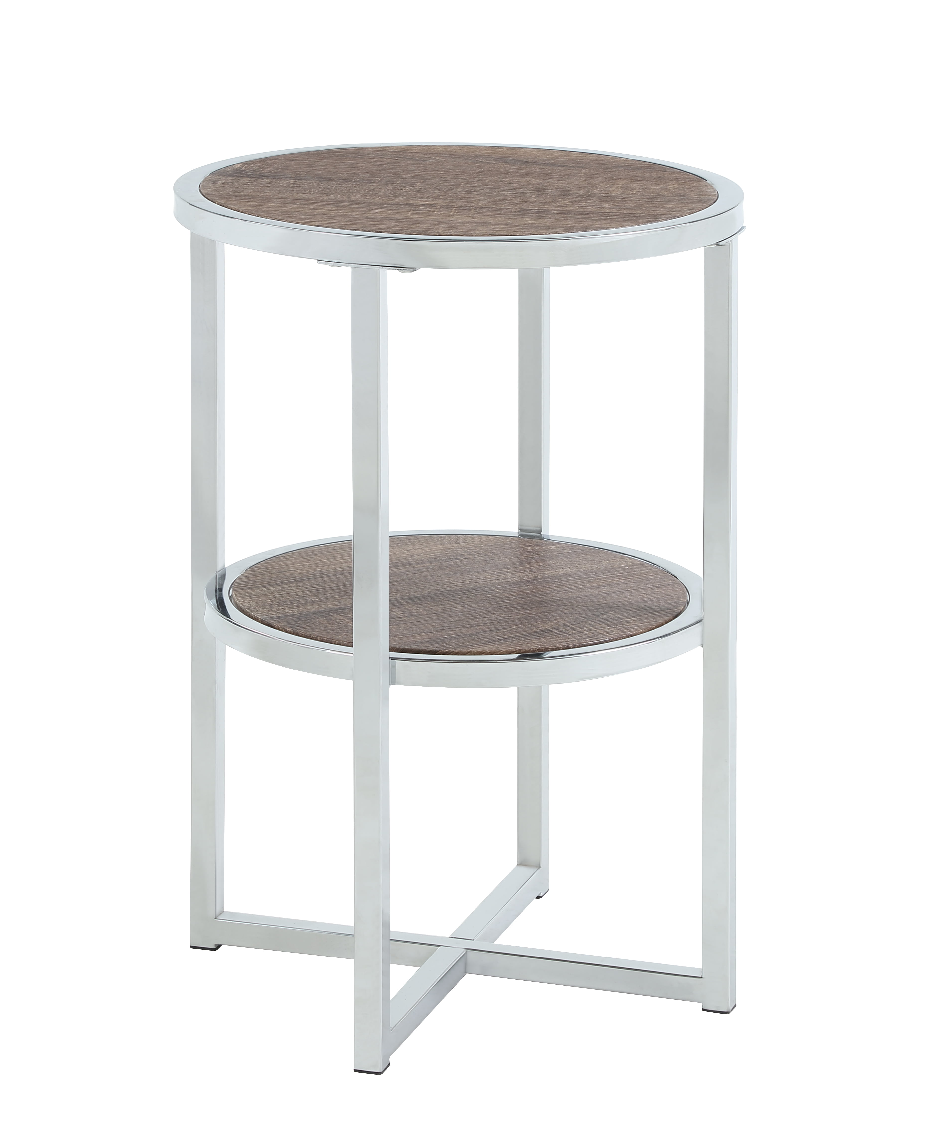 Abington Lane Contemporary Round End Table, Two Tiered for Storage