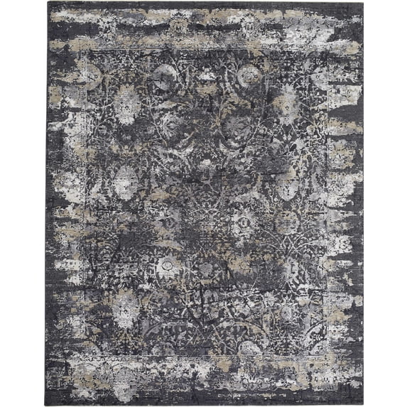 BoutiqueRugs Abiram Traditional Area Rug - Black, Ivory, Gray - 2' x 2'11"