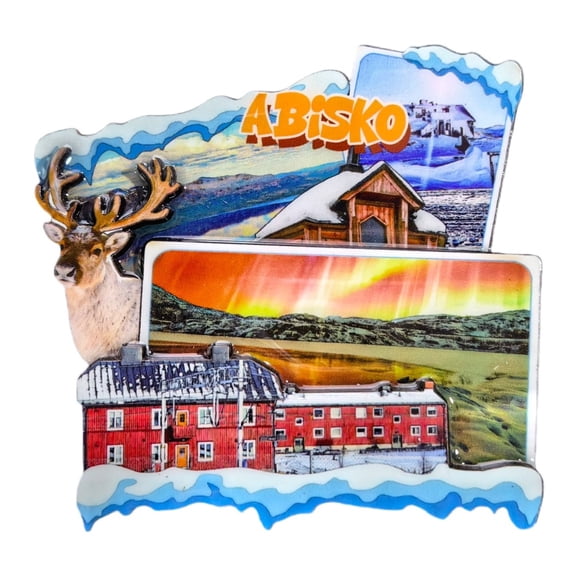 Abisko Sweden 3D Fridge Magnet Souvenir Gift,Wood Handmade Abisko Refrigerator Magnet Home Decoration Collection
