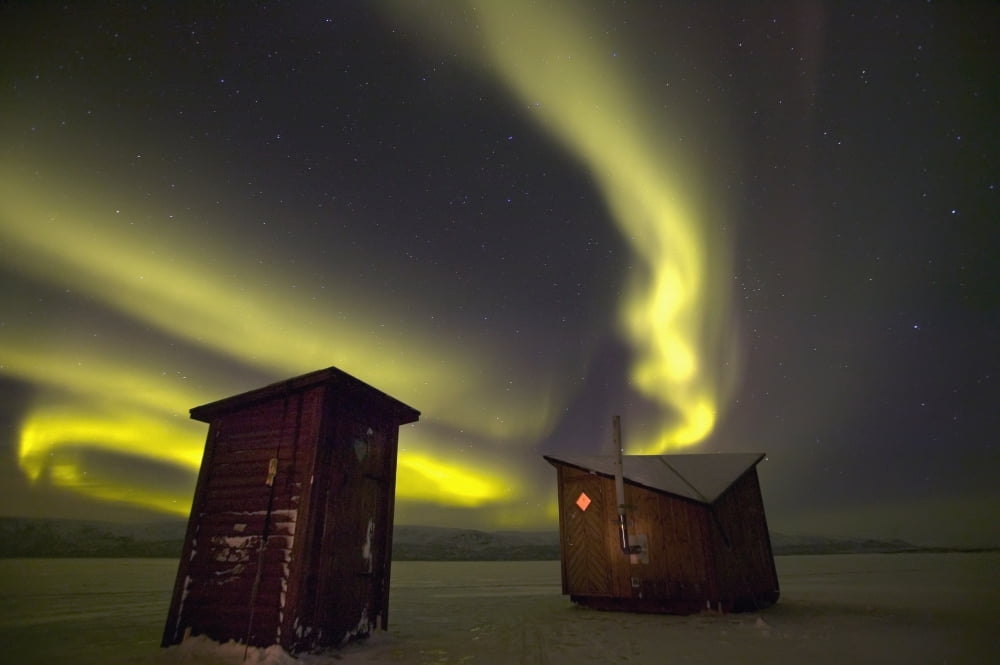 Abisko Sweden The Abisko Ark Hotel With The Aurora Borealis (Northern Lights) In The Background Doug MckinlayAxiom Canvas Art - Doug McKinlay Design Pics (19 x 12)