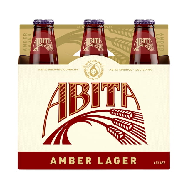 Abita Amber Lager, Craft Beer, 6 Pack Bottles, 12 fl oz, 4.5% ABV