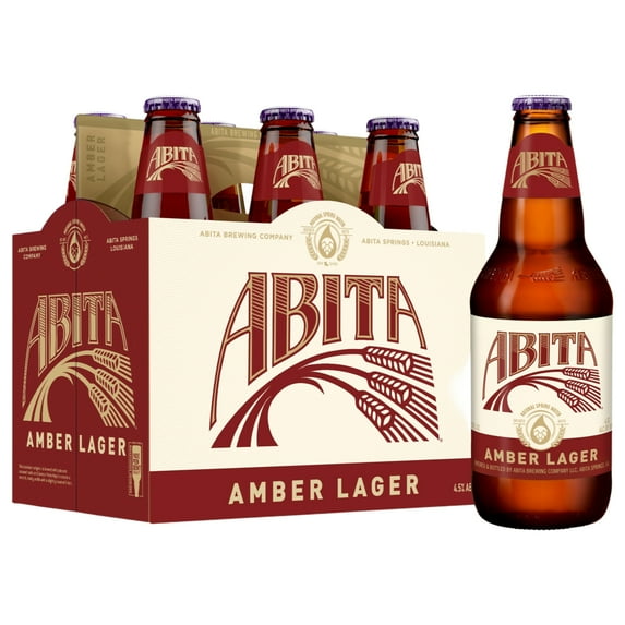 Abita Brewing Amber Lager, Craft Beer, 6 Pack Bottles, 12 fl oz, 4.5% ABV
