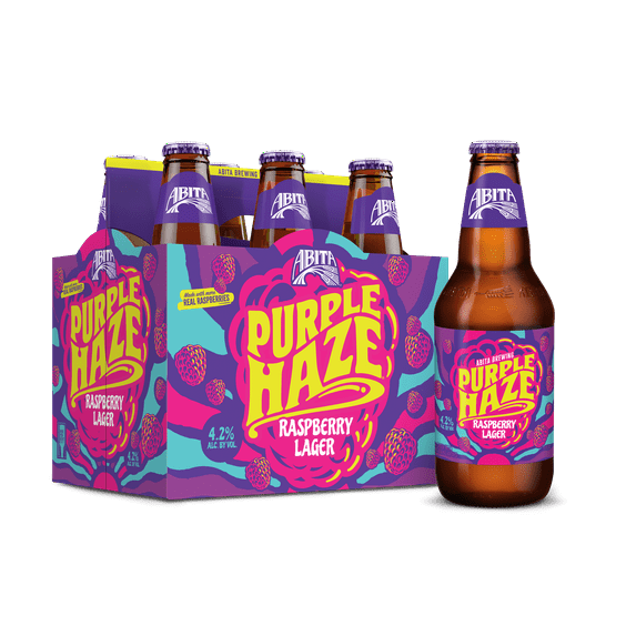 Abita Purple Haze Raspberry Lager, Craft Beer, 6 Pack Bottles, 12 fl oz, 4.2% ABV