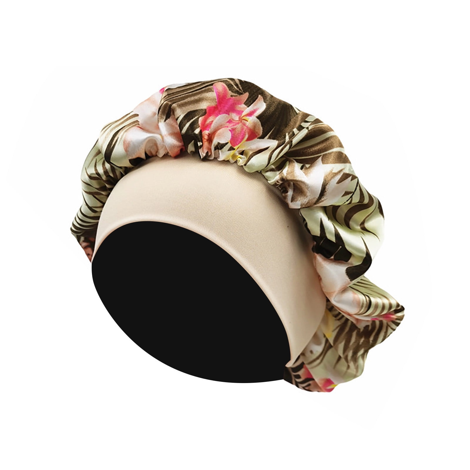 Abkekeiui Large Printed Headband Nightcap Bohemian Turban Cap Satin 