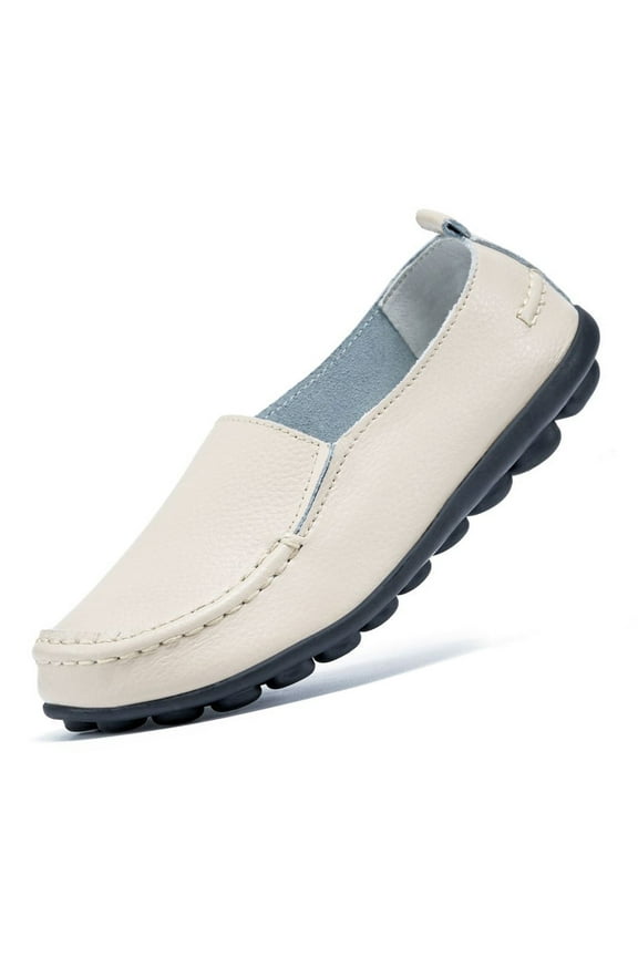 Loafers Womens Flats Comfort Walking Shoes Woman Casual Sneakers No-Slip Leather Dress Shoe