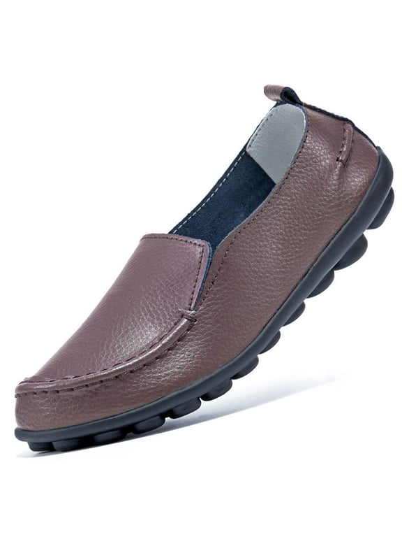 Loafers Womens Flats Comfort Walking Shoes Woman Casual Sneakers No-Slip Leather Dress Shoe