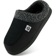ABLANCZOOM Mens Slippers: House Shoes Memory Foam Non-Slip Fuzzy Faux Fur Indoor Outdoor Winter Slippers for Men