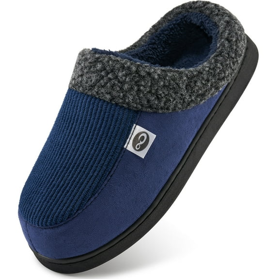 Ablanczoom Mens Slippers: House Shoes Memory Foam Non-Slip Fuzzy Faux Fur Indoor Outdoor Winter Slippers for Men