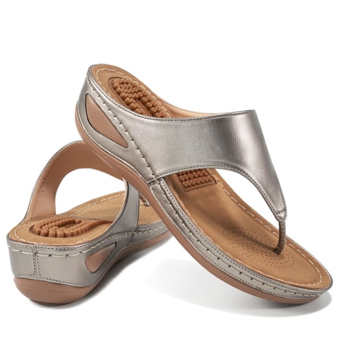 Sandals Womens Flip Flops Non-Slip Comfortable Massage Insole Wedge Shoes