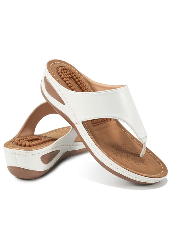 Sandals Womens Flip Flops Non-Slip Comfortable Massage Insole Wedge Shoes