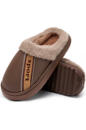 Slippers Men Shoes: Memory Foam Winter Men Slippers Non-Slip Warm Fuzzy Faux Fur Indoor Outdoor