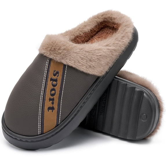 Ablanczoom Slippers Men Shoes: Memory Foam Winter Men Slippers Waterproof Non-Slip Warm Fuzzy Faux Fur Indoor Outdoor