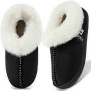ABLANCZOOM Slippers for Women House Shoes Winter: Comfy Memory Foam No-slip Womens Loafer Slippers with Fuzzy Faux Fur Indoors Outdoors