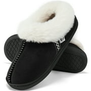Ablanczoom Slippers for Women House Shoes Winter: Comfy Memory Foam No-slip Womens Loafer Slippers with Fuzzy Faux Fur Indoors Outdoors
