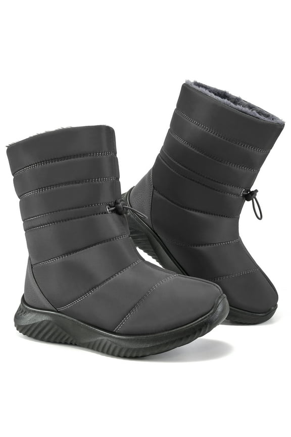 Snow Boots For Womens Winter Booties Shoes with Warm Fuzzy Faux Fur