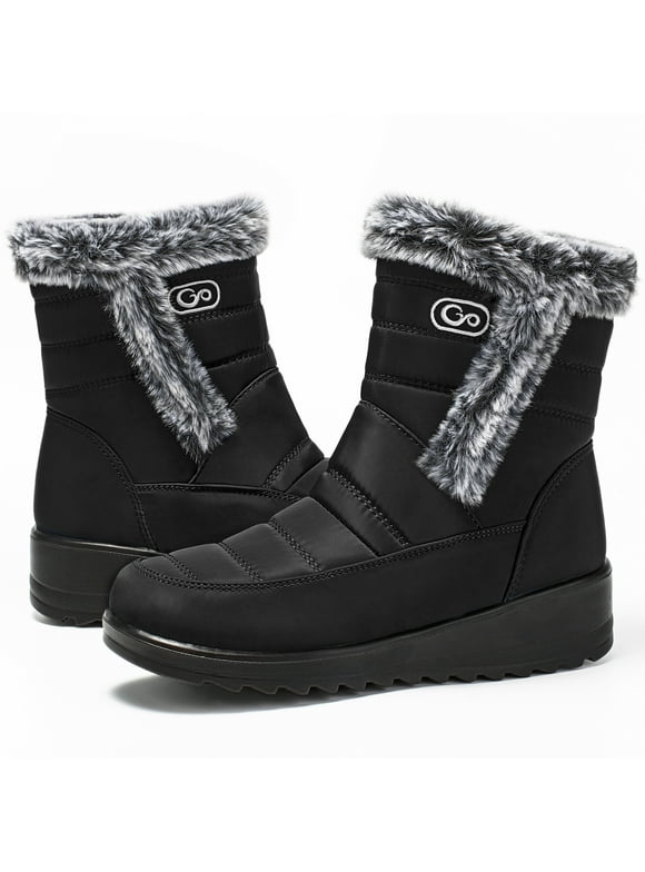 Snow Boots Women Winter Shoes: Outdoor Women Booties with Warm Faux Fur