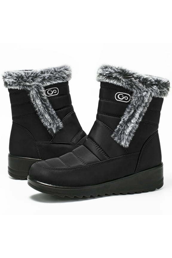 Snow Boots Women Winter Shoes: Outdoor Women Booties with Warm Faux Fur