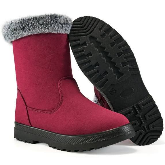 Ablanczoom Snow Boots Womens Non-Slip Outdoor Winter Shoes Round Toe Booties for Women with Warm Faux Fur