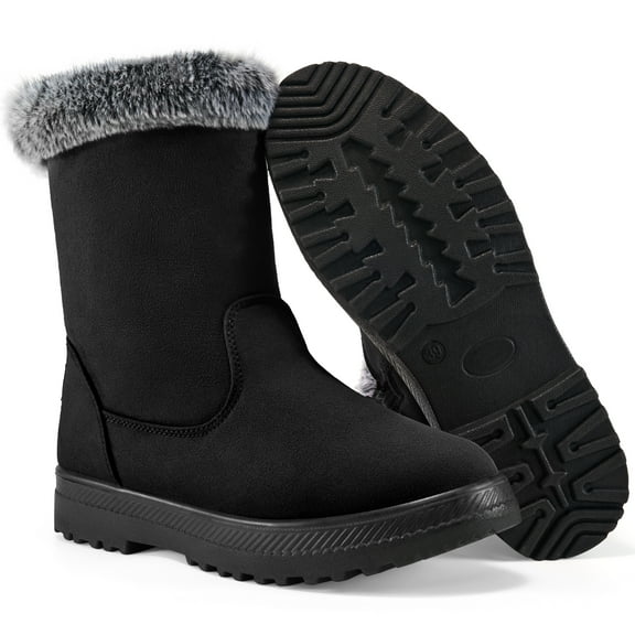 Ablanczoom Snow Boots Womens Non-Slip Outdoor Winter Shoes Round Toe Booties for Women with Warm Faux Fur