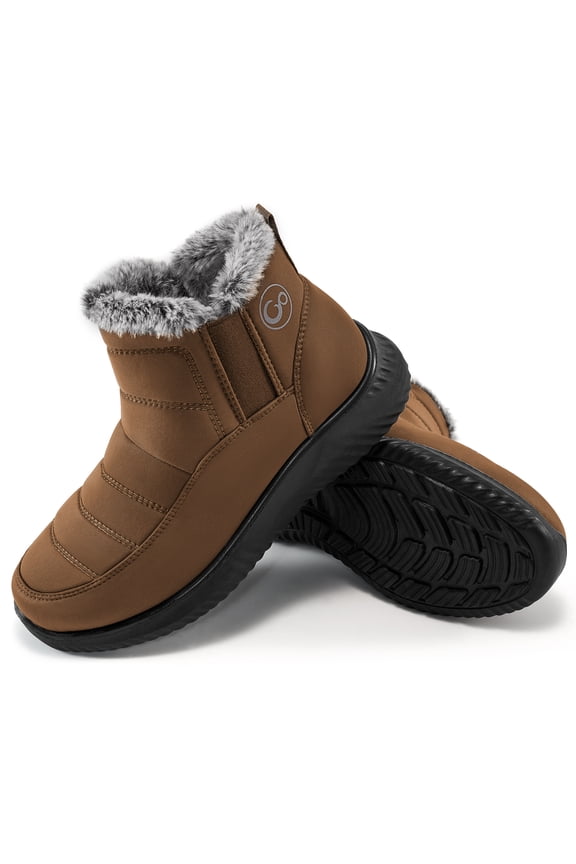 Snow Boots Womens with Warm Fuzzy Faux Fur Slip-on Woman Winter Booties Shoes