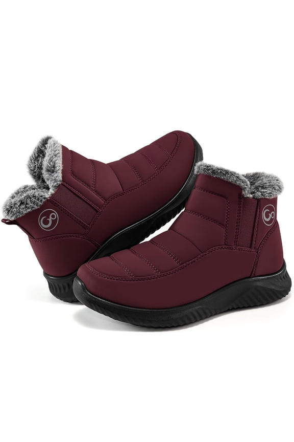 Snow Boots Womens with Warm Fuzzy Faux Fur Slip-on Woman Winter Booties Shoes