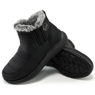 Ablanczoom Snow Boots Womens with Warm Fuzzy Faux Fur Slip-on Woman Winter Booties Shoes