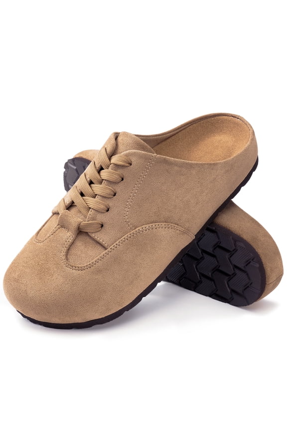 Suede Clogs for Women Mules: No-Slip Arch Support Sandals Women Cork Footbed Slippers Shoes
