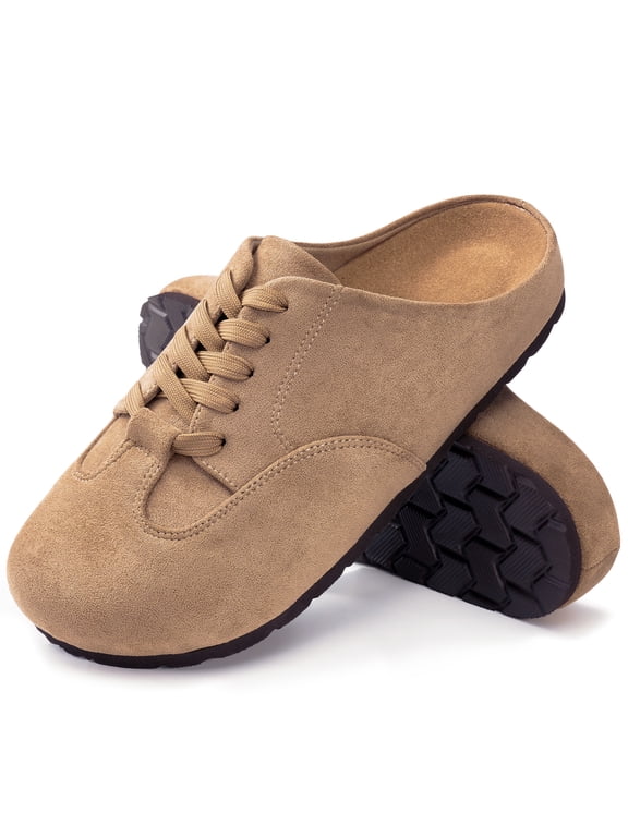 Suede Clogs for Women Mules: No-Slip Arch Support Sandals Women Cork Footbed Slippers Shoes