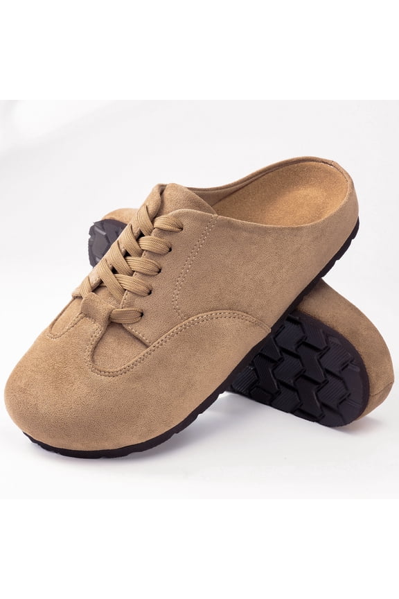 Suede Clogs for Women Mules: No-Slip Arch Support Sandals Women Cork Footbed Slippers Shoes