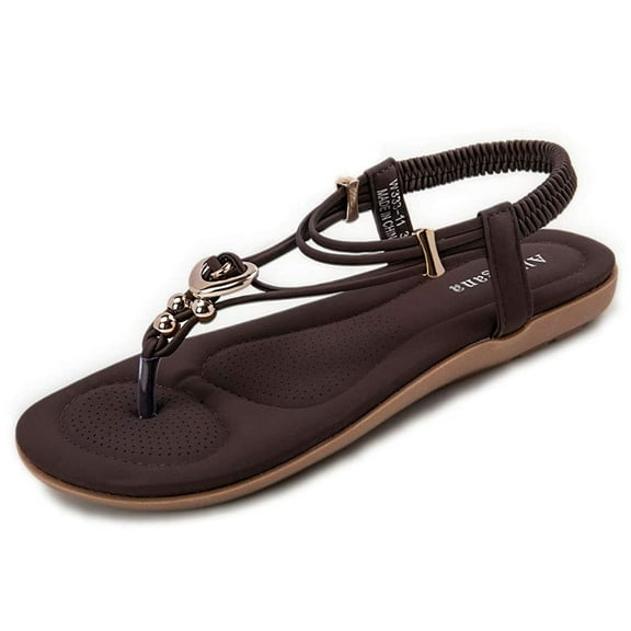 Ablanczoom Womens Sandals Clip toe Rhinestone Summer Flat sandal