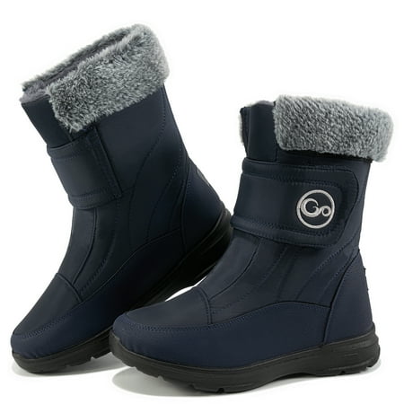 Ablanczoom Women Snow Boots Winter Slip On Mid Calf Boots for Women Waterproof Comfortable Outdoor Shoes,6.5