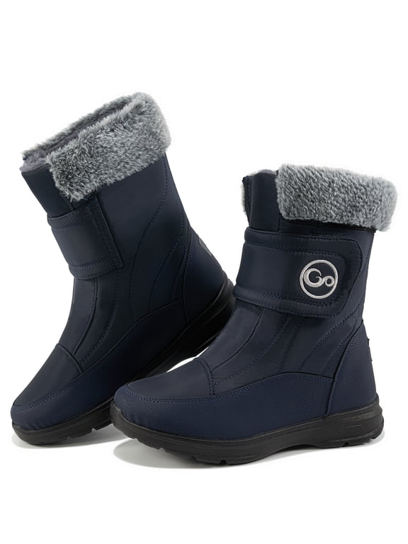 Women Snow Boots Slip On Mid Calf Winter Boots for Women Comfortable Shoes