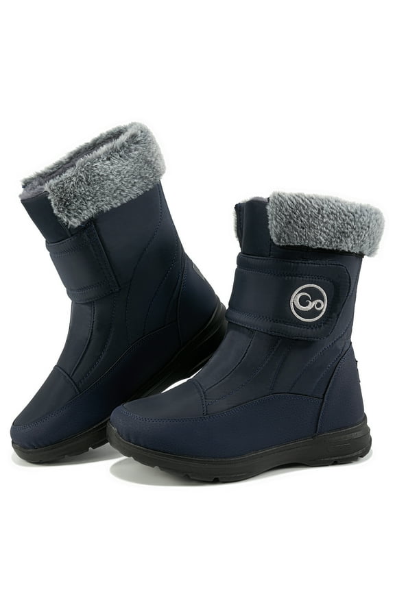 Women Snow Boots Winter Slip On Mid Calf Boots for Women Waterproof Comfortable Outdoor Shoes,6