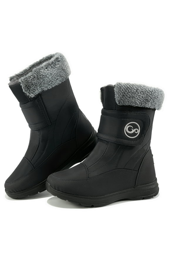 Women Snow Boots Winter Slip On Mid Calf Boots for Women Waterproof Comfortable Outdoor Shoes,8.5