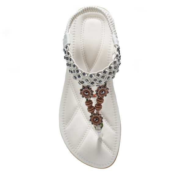 Ablanczoom Womens Sandals Clip toe Rhinestone Summer Flat sandal