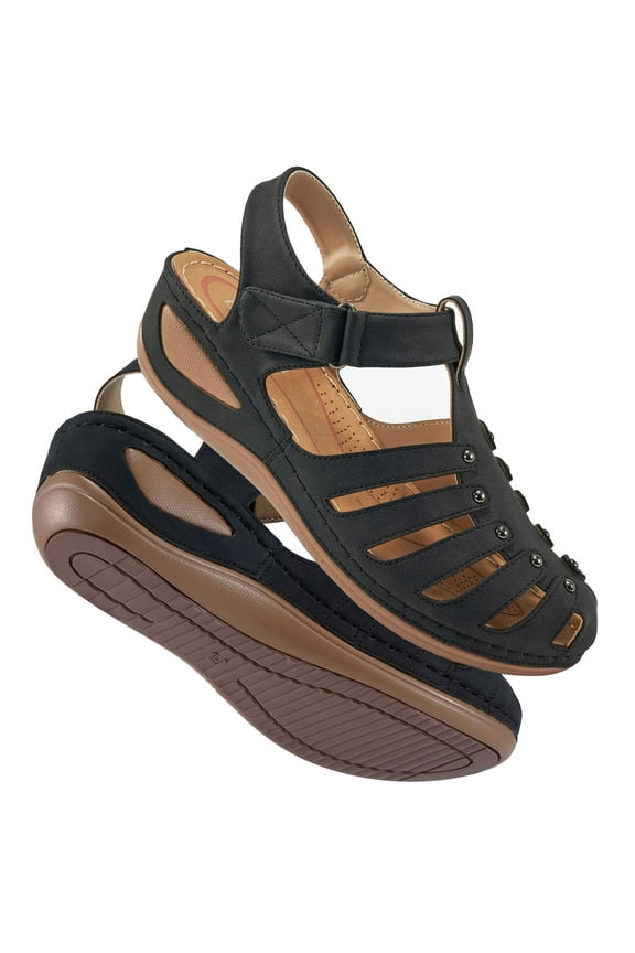 Womens Sandals Closed Toe Ankle Strap Comfort Summer Flats Sandals for Women Shoes