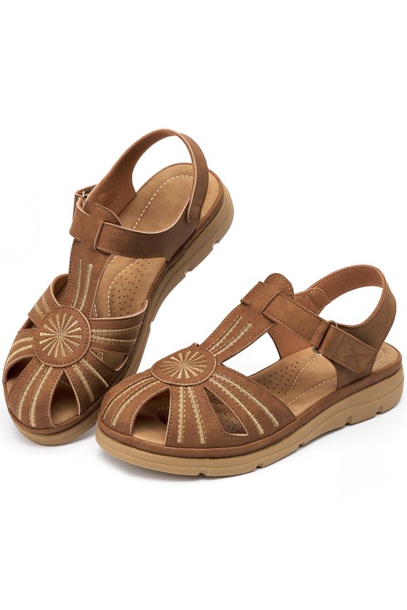 Womens Sandals: Closed Toe Comfortable Sandals for Women Non-Slip Arch Support Summer Shoes