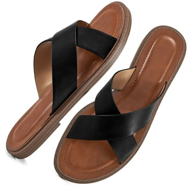 Ablanczoom Womens Sandals Dressy Slides: Comfortable Flat Slides for Women Shoes