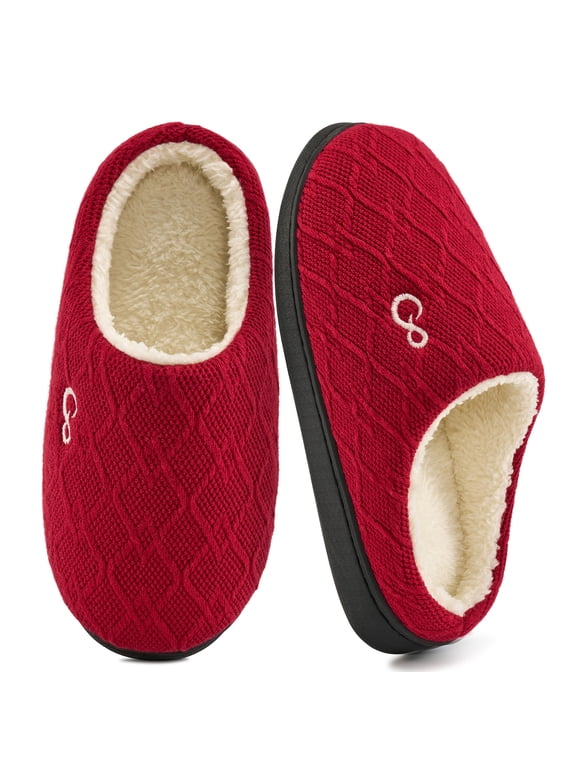 Womens Slippers: House Shoes Memory Foam Non-Slip Fuzzy Faux Fur Indoor Outdoor Winter Slippers for Women