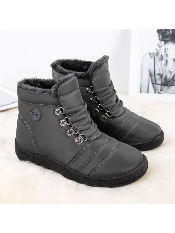 Womens Snow Boots: No-slip Warm Fur Winter Woman Ankle Booties