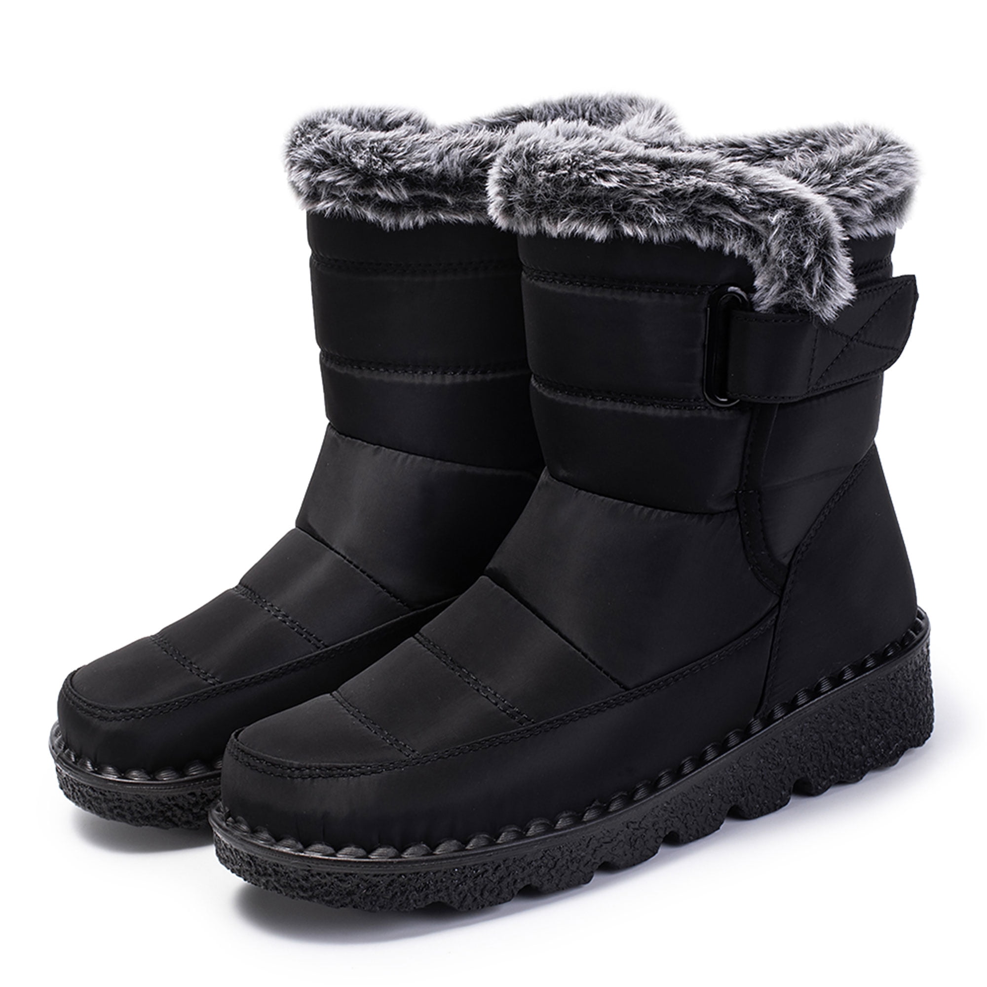 Snow Boots Women: Winter Shoes Woman Ankle Outdoors Booties with Warm Faux Fur